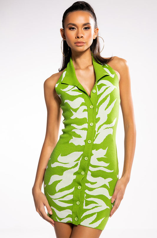 ROAR WITH ME ZEBRA KNIT MIDI DRESS