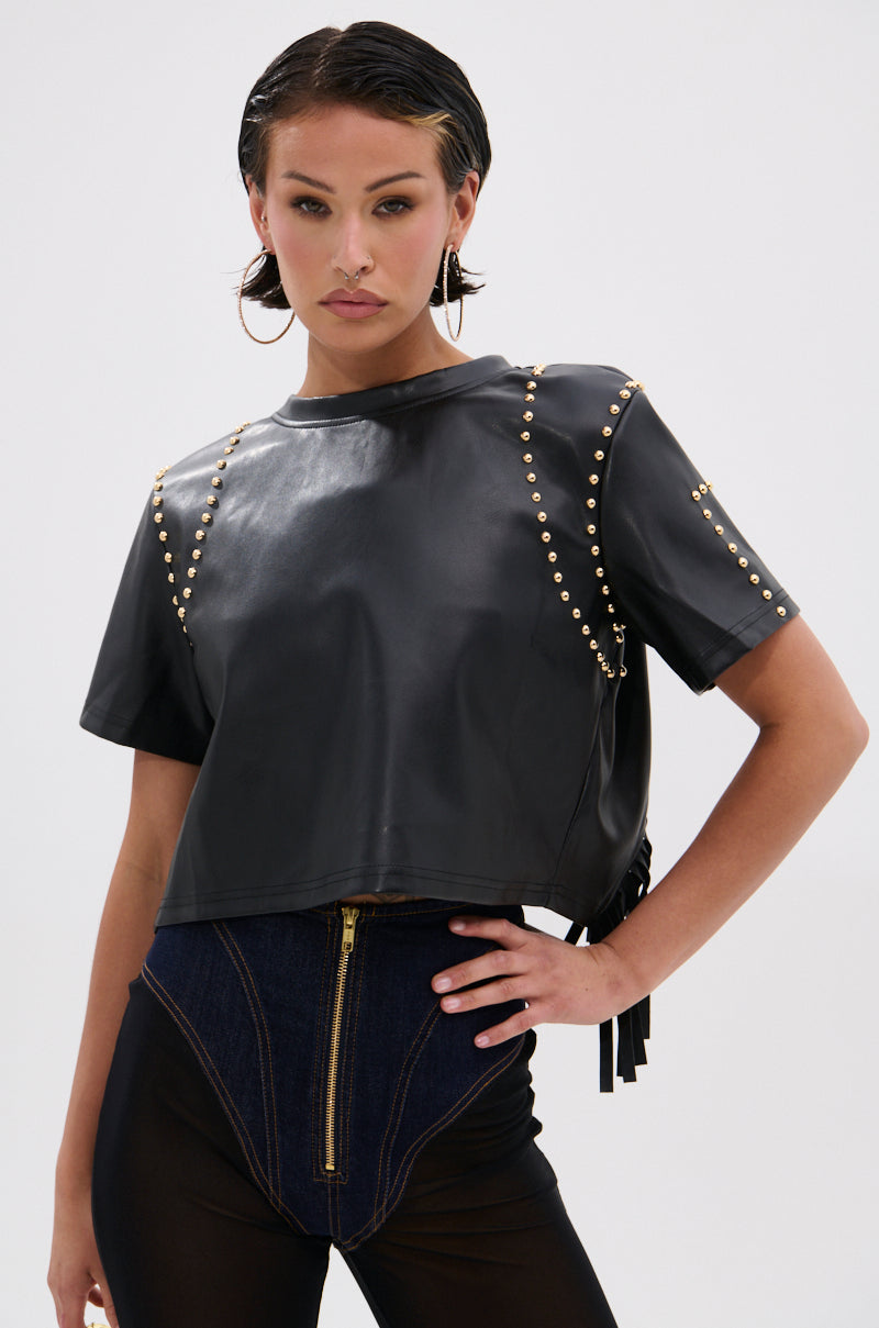 ROCKSTAR STUDDED FRINGE TOP