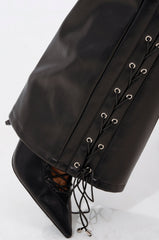 ROCK MY WORLD FAUX LEATHER LACE UP PANT