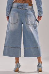 ROCK MY WORLD WIDE-LEG DENIM BERMUDA SHORTS