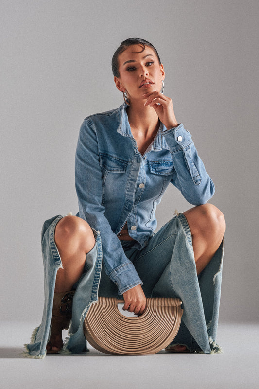 ROCK MY WORLD DENIM BUTTON DOWN