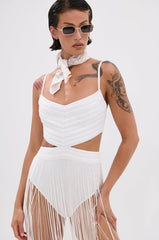 RODEO READY FRINGE MAXI DRESS IN WHITE