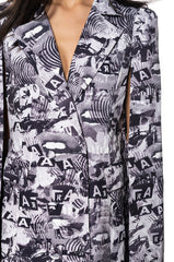 READ ALL ABOUT IT PRINTED BLAZER DRESS