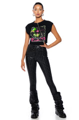 RIO CHECKER PRINT HIGH RISE LEGGING WITH 4 WAY STRETCH
