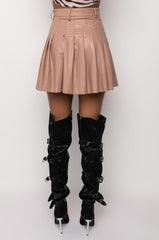 RIO PLEATED FAUX LEATHER MINI SKIRT