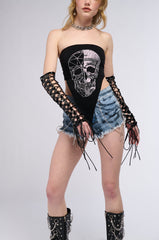 ROCK CHIC RHINESTONE SKULL BANDEAU TOP