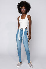 ROCK THE RUNWAY LACE UP SKINNY JEANS