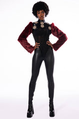 ROCK WITH YOU FAUX FUR LONG SLEEVE CROP TOP
