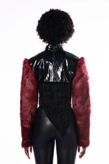 ROCK WITH YOU FAUX FUR LONG SLEEVE CROP TOP