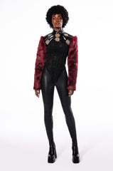 ROCK WITH YOU FAUX FUR LONG SLEEVE CROP TOP